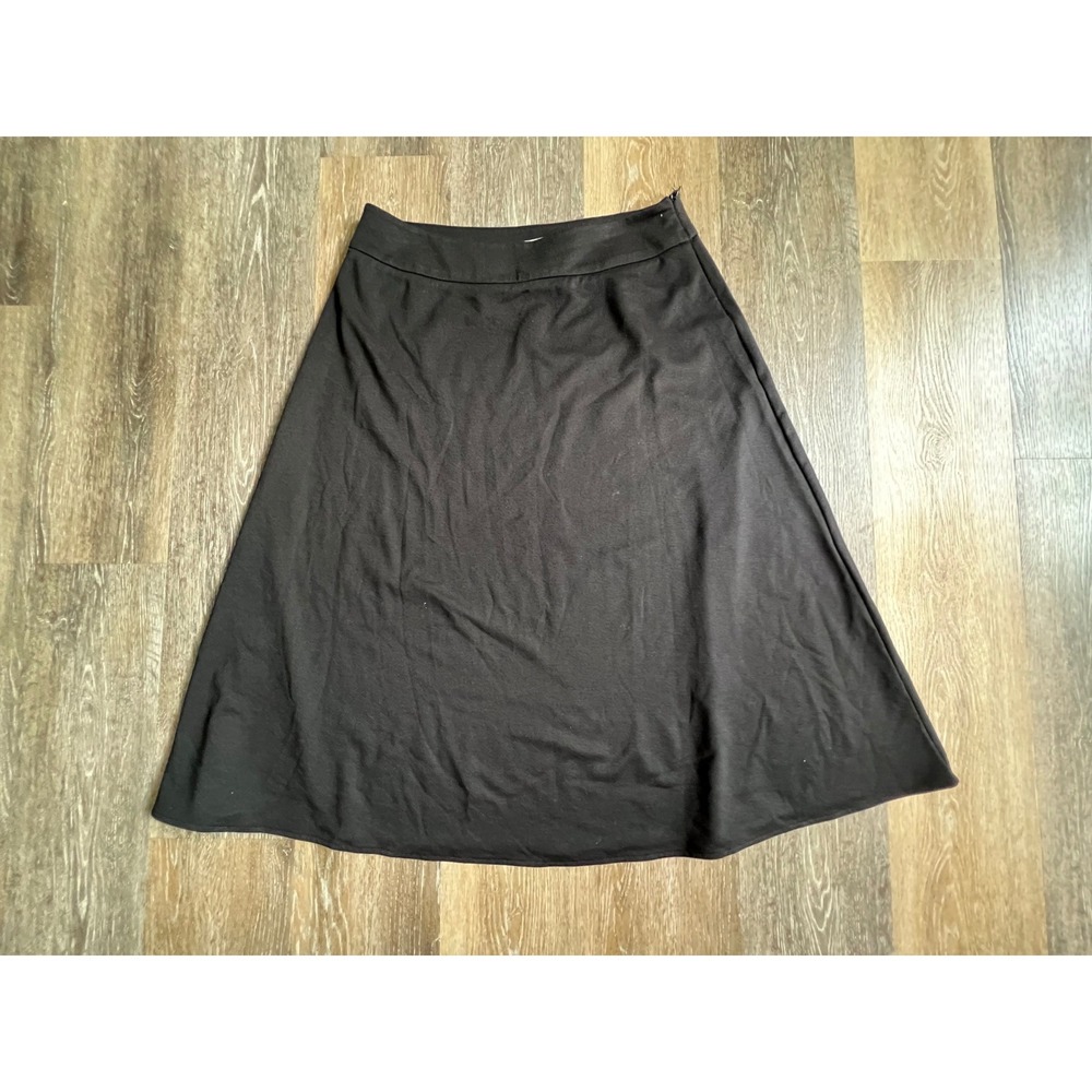 Croft & Barrow Skirt Womens 14 Black Stretch Knit A-Line Side Zip Midi